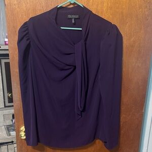 Eloquii Deep Purple Blouse with Tie Detail